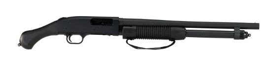 Picture of Mossberg 50639 590 Shockwave 12 Gauge 6+1 3" 18.50" Barrel, Blued Metal Finish, Drilled & Tapped Receiver, Dual Extractors, Corncob Forend W/Strap, Raptor Birdshead Grip Stock 