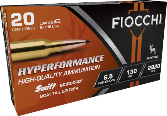 Picture of Fiocchi 65Cmsca Hyperformance 6.5 Creedmoor 130 Gr Swift Scirocco Ii Boat Tail Spitzer 20 Per Box/ 10 Case 