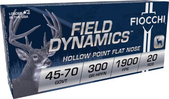 Picture of Fiocchi 4570B Field Dynamics 45-70 Gov 300 Gr Hollow Point Flat Nose 20 Per Box/ 10 Case 