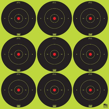 Picture of Pro-Shot 2Bgreen108 Splattershot Black/Green Self-Adhesive Paper Impact Enhancement 2" Bullseye 108 Targets/12 Sheets 