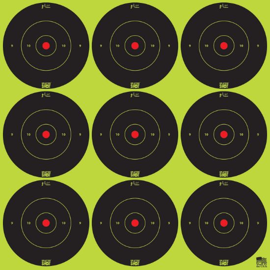 Picture of Pro-Shot 2Bgreen108 Splattershot Black/Green Self-Adhesive Paper Impact Enhancement 2" Bullseye 108 Targets/12 Sheets 