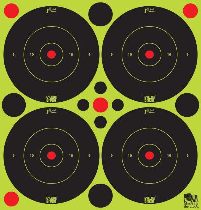 Picture of Pro-Shot 3Bgreen48 Splattershot Black/Green Self-Adhesive Paper Impact Enhancement 3" Bullseye 144 Targets/12 Sheets Includes Pasters 