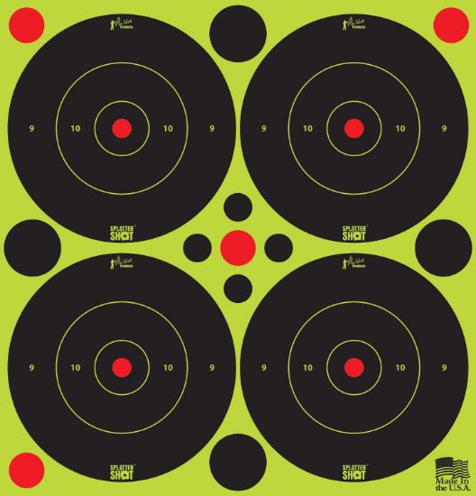 Picture of Pro-Shot 3Bgreen48 Splattershot Black/Green Self-Adhesive Paper Impact Enhancement 3" Bullseye 144 Targets/12 Sheets Includes Pasters 