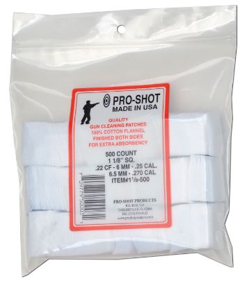 Picture of Pro-Shot 118500 Cleaning Patches .22/ .270 Cal 1.125" Square Cotton Flannel 500 Pack 
