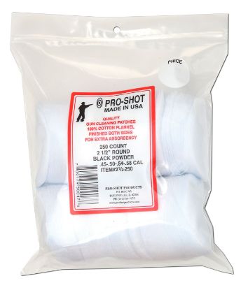 Picture of Pro-Shot 212250 Cleaning Patches .45 - .58 Cal 2.50" Round Cotton Flannel 250 Pack 