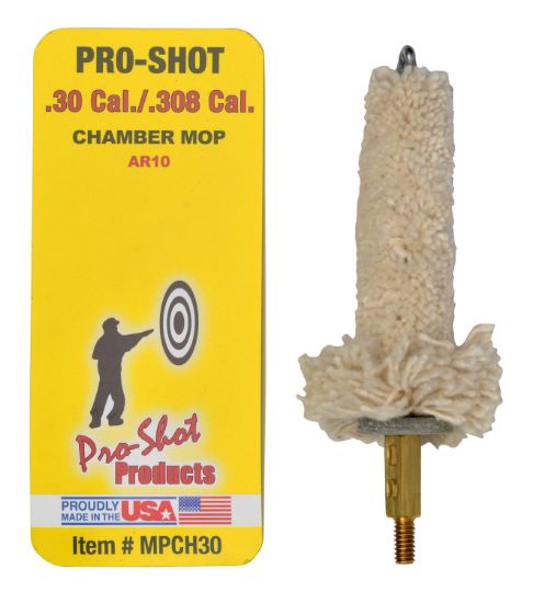 Picture of Pro-Shot Mpch30 Chamber Mop Military Style .30/ .308/ 7.62X51mm Nato Ar Platform #8-32 Thread 100% Cotton Mop Brass Core 