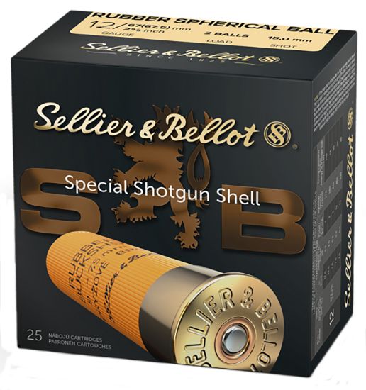 Picture of Sellier & Bellot Sb12rbb Shotgun 12 Gauge 2.75" 2 Rubber Spherical Ball 25 Bx/10 Case 