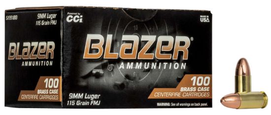 Picture of Cci 51991Bb Blazer Brass Handgun 9Mm Luger 115 Gr Full Metal Jacket 100 Per Box/ 5 Case 