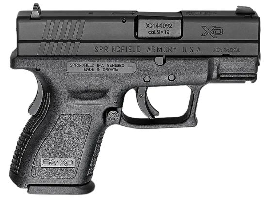 Picture of Springfield Armory Xdd9801 Xd Defend Your Legacy Sub-Compact 9Mm Luger 10+1, 3" Black Melonite Steel Barrel & Serrated Slide, Black Polymer Frame W/Picatinny Rail, Black Polymer Grip 