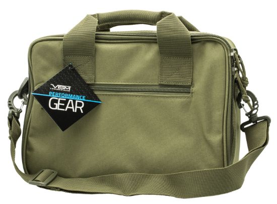 Picture of Ncstar Cpdx2971g Vism Double Pistol Range Bag W/Mag Pouches Heavy Duty Lockable Zippers For Compliance Padded Carry Handle Adjustable Shoulder Strap Green 