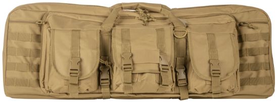 Picture of Ncstar Cvdc2946t36 Vism Double Carbine Case Tan Pvc Nylon W/ Foam Padding Lockable Zippers Pockets & Molle Webbing 