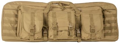 Picture of Ncstar Cvdc2946t42 Vism Double Carbine Case Tan Pvc Nylon W/ Foam Padding Lockable Zippers Pockets & Molle Webbing 