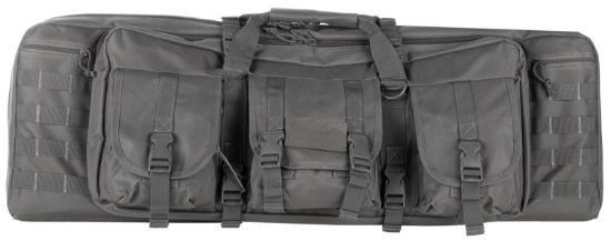 Picture of Ncstar Cvdc2946u36 Vism Double Carbine Case Urban Gray Pvc Nylon W/ Foam Padding Lockable Zippers Pockets & Molle Webbing 