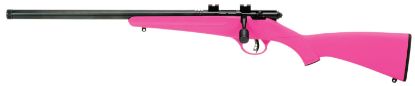 Picture of Savage Arms 13842 Rascal Flv-Sr 22 Lr Caliber With 1Rd Capacity, 16.12" Threaded Barrel, Matte Blued Metal Finish & Pink Synthetic Stock Left Hand (Youth) 