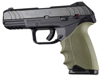 Picture of Hogue 17701 Handall Beavertail Made Of Rubber With Textured Od Green Finish & Finger Grooves For Ruger Security-9 