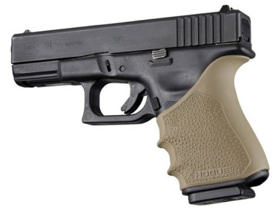 Picture of Hogue 17043 Handall Beavertail Grip Sleeve Textured Flat Dark Earth Rubber For Glock 19, 23, 32, 38 Gen3-4 