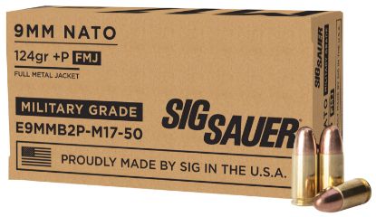 Picture of Sig Sauer E9mmb2pm1750 Military Grade M17 9Mm Luger +P 124 Gr Full Metal Jacket 50 Per Box/ 20 Case 