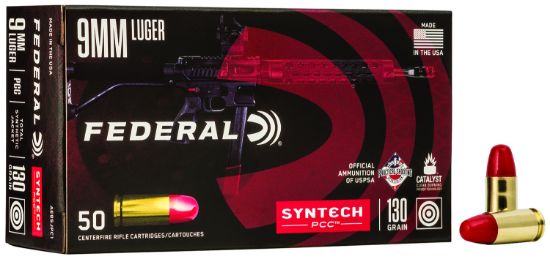 Picture of Federal Ae9sjpc1 American Eagle Syntech Pcc 9Mm Luger 130 Gr Total Syntech Jacket Flat Nose 50 Per Box/ 10 Case 