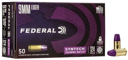 Picture of Federal Ae9sj4 Syntech Training Match 9Mm Luger 124 Gr Total Syntech Jacket Flat Nose 50 Per Box/ 10 Case 