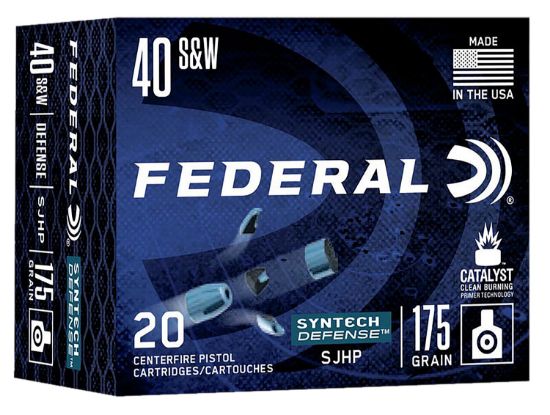 Picture of Federal S40sjt1 Syntech Defense 40 S&W 175 Gr Segmented Jacketed Hollow Point 20 Per Box/ 10 Case 