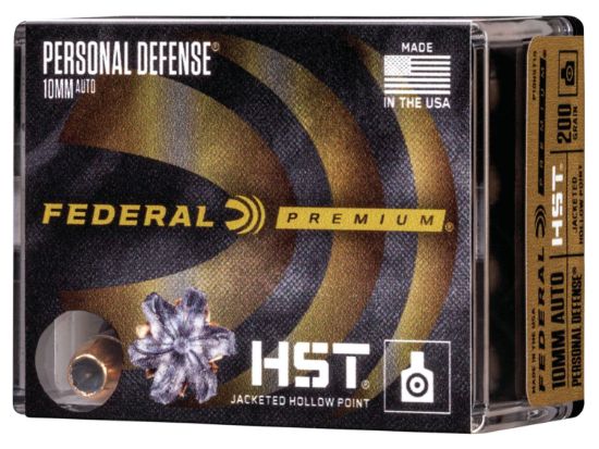 Picture of Federal P10hst1s Premium Personal Defense 10Mm Auto 200 Gr Hst Jacketed Hollow Point 20 Per Box/ 10 Case 