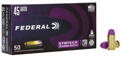 Picture of Federal Ae45sj2 Syntech Training Match 45 Acp 230 Gr Total Syntech Jacket Flat Nose 50 Per Box/ 10 Case 