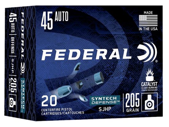 Picture of Federal S45sjt1 Syntech Defense 45 Acp 205 Gr Segmented Jacketed Hollow Point 20 Per Box/ 10 Case 