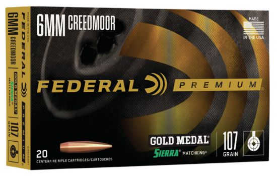 Picture of Federal Gm6crdm1 Premium Gold Medal 6Mm Creedmoor 107 Gr Sierra Matchking Bthp 20 Per Box/ 10 Case 