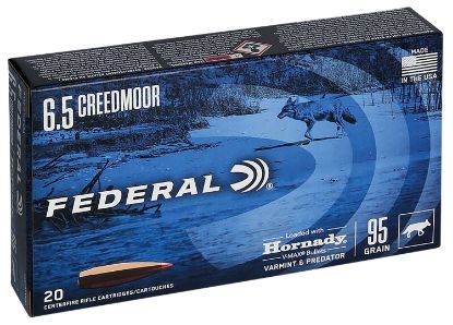 Picture of Federal V65crdvm95 Varmint & Predator 6.5 Creedmoor 95 Gr Hornady V Max 20 Per Box/ 10 Case 