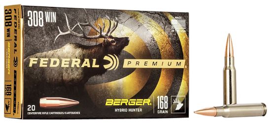 Picture of Federal P308bch1 Premium 308 Win 168 Gr Berger Hybrid Hunter 20 Per Box/ 10 Case 