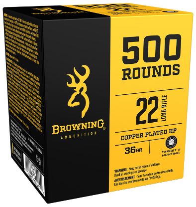 Picture of Browning Ammo B194122000 Bpr Performance Rimfire 22 Lr 36 Gr Plated Hollow Point 1000 Per Box/ 2 Case 