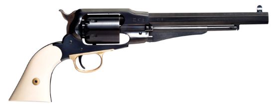 Picture of Taylors And Company 550778 Sodbuster Black Powder Sao 44 Cal Striker Fire 8" 6Rd Blued 2-Piece Ivory Grip 