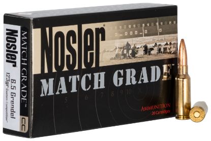 Picture of Nosler 44501 Match Grade 6.5 Grendel 123 Gr Custom Competition Hollow Point Boat Tail 20 Per Box/ 10 Case 