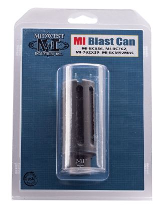 Picture of Midwest Industries Mibc556 Blast Can Black Hardcoat Anodized 6061-T6 Aluminum With 1/2"-28 Tpi Threads, 3.38" Oal & 1.20" Diameter For 5.56X45mm Nato Ar-Platform 