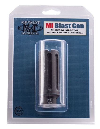 Picture of Midwest Industries Mibc556 Blast Can Black Hardcoat Anodized 6061-T6 Aluminum With 1/2"-28 Tpi Threads, 3.38" Oal & 1.20" Diameter For 5.56X45mm Nato Ar-Platform 