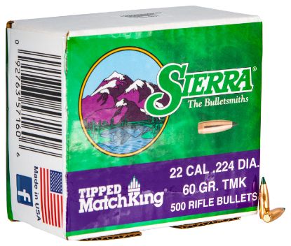 Picture of Sierra 7160C Tipped Matchking .22 Cal .224 60 Gr Tipped Matchking/ 500 Per Box 