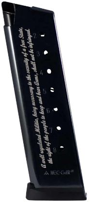 Picture of Mec-Gar Mgcg45082a Standard 8Rd 45 Acp Fits 1911 Government Blued W.2Nd Amendment Engraving Carbon Steel 