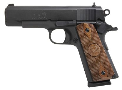 Picture of Iver Johnson Arms Falcon Falcon Commander 45 Acp 8+1 4.25" Black Steel Barrel, Matte Blued Serrated Steel Slide, Blued Steel Frame W/Beavertail, Checkered Double Diamond Walnut Grip 