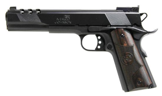 Picture of Iver Johnson Arms Eaglexl45 1911 Eagle Xl 45 Acp 6" 8+1 Matte Blued Matte Blued Ported Long Slide Diamondwood Walnut With Integrated Logo Grip Adj Sights 