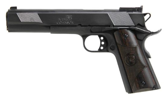 Picture of Iver Johnson Arms Eaglexl10 1911 Eagle Xl 10Mm Auto 6" 8+1 Matte Blued Black Cerakote Long Slide Diamondwood Walnut With Integrated Logo Grip Adj Sights 