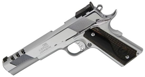 Picture of Iver Johnson Arms Eaglexlc10 1911 Eagle Xlc 10Mm 6" 8+1 High Polished Bright Chrome Ported Long Slide Diamondwood Walnut W/Logo Grip Adjustable Sight 