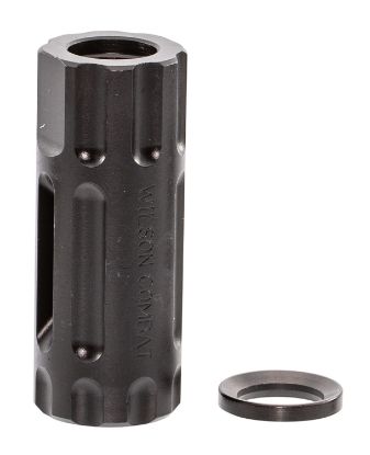 Picture of Wilson Combat Trqcomp1/2X28 Q-Comp Muzzle Brake Black Melonite Qpq Steel With 1/2"-28 Tpi Threads, 2.20" Oal & .875" Diameter For 5.56X45mm Nato Ar-Platform 