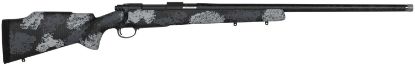 Picture of Nosler 44548 M48 Long-Range Carbon 6.5 Creedmoor 4+1 26" Carbon Fiber Wrapped Barrel, Sniper Gray Cerakote Metal Finish, Elite Midnight Camo Manners Mcs-T Elite Tac Stock 