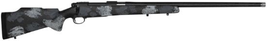 Picture of Nosler 45248 M48 Long-Range Carbon 26 Nosler 3+1 26" Carbon Fiber Wrapped Barrel, Sniper Gray Cerakote Metal Finish, Elite Midnight Camo Manners Mcs-T Elite Tac Stock 