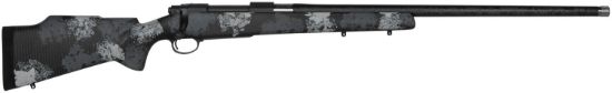 Picture of Nosler 46348 M48 Long-Range Carbon 300 Win Mag 4+1 26" Carbon Fiber Wrapped Barrel, Sniper Gray Cerakote Steel, Elite Midnight Camo Manners Mcs-T Elite Tac Stock 