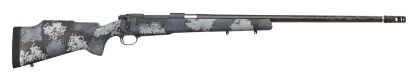 Picture of Nosler 46648 M48 Long-Range Carbon 33 Nosler 3+1 26" Carbon Fiber Wrapped Barrel, Sniper Gray Cerakote Metal Finish, Elite Midnight Camo Manners Mcs-T Elite Tac Stock 