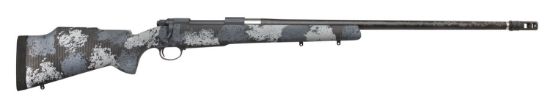 Picture of Nosler 46648 M48 Long-Range Carbon 33 Nosler 3+1 26" Carbon Fiber Wrapped Barrel, Sniper Gray Cerakote Metal Finish, Elite Midnight Camo Manners Mcs-T Elite Tac Stock 