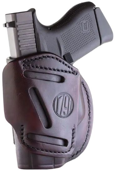 Picture of 1791 Gunleather 4Wh2sbrr 4-Way Iwb/Owb Size 02 Signature Brown Leather Belt Clip Compatible W/Ruger Lcp/S&W Bodyguard/Glock 42/43/43X Right Hand 