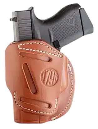 Picture of 1791 Gunleather 4Wh2cbrr 4-Way Iwb/Owb Size 02 Classic Brown Leather Belt Clip Compatible W/Ruger Lcp/S&W Bodyguard/Glock 42/43/43X Right Hand 