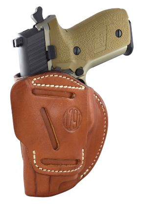 Picture of 1791 Gunleather 4Wh4cbrr 4-Way Iwb/Owb Size 04 Classic Brown Leather Belt Clip Compatible W/Glock 26/Springfield Xd/Xds/S&W Shield Plus Right Hand 